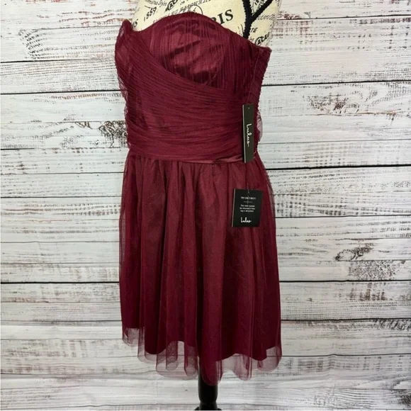 Lulu’s Love at first Twirl strapless size XL tulle deep red dress NWT - Picture 3 of 7